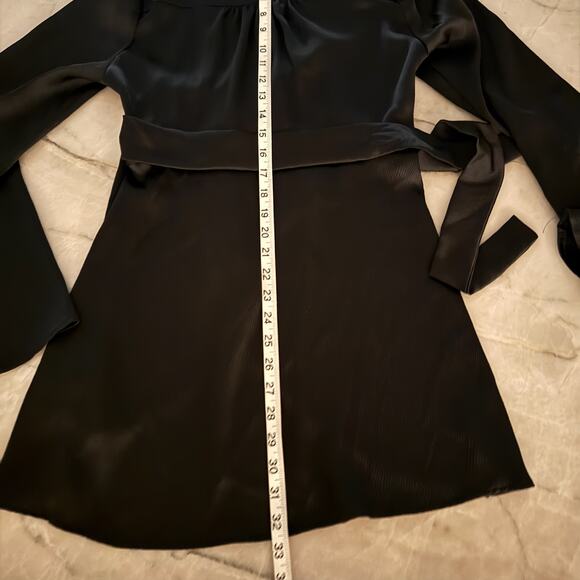 Free People Blouse Sz S Flowy Black Long Sleeve Wrap Top Textured Harley Tunic - Picture 10 of 10